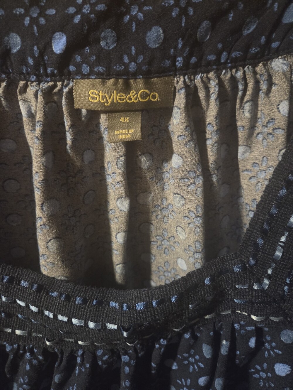 Style & Co. Navy Blue Printed Women's Blouse